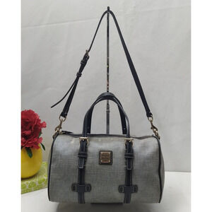 Dooney & Bourke Gray Coated Canvas Leather Trim Double Handle Zipper Satchel Bag